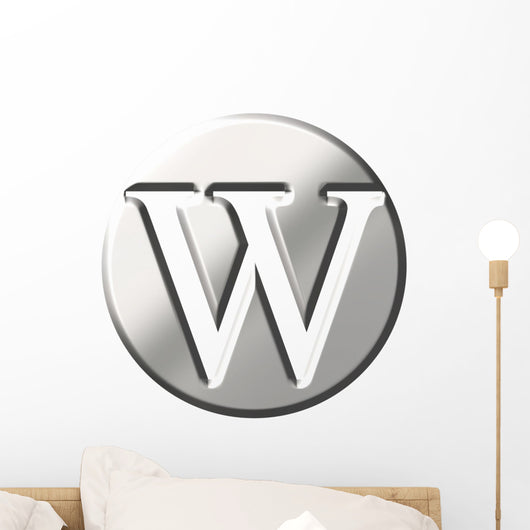 3D Steel Letter W Wall Decal