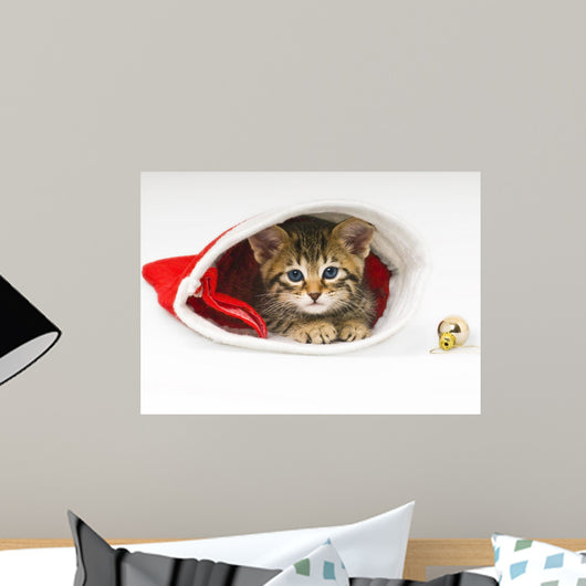 Bengal Cat Christmas Hat Wall Decal