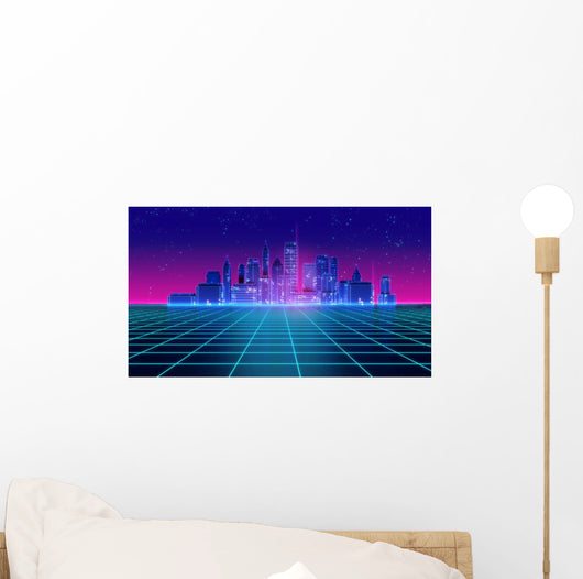 Retro Futuristic Skyscraper Wall Decal