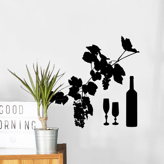 Grapes Wine and Glass Wall Decal