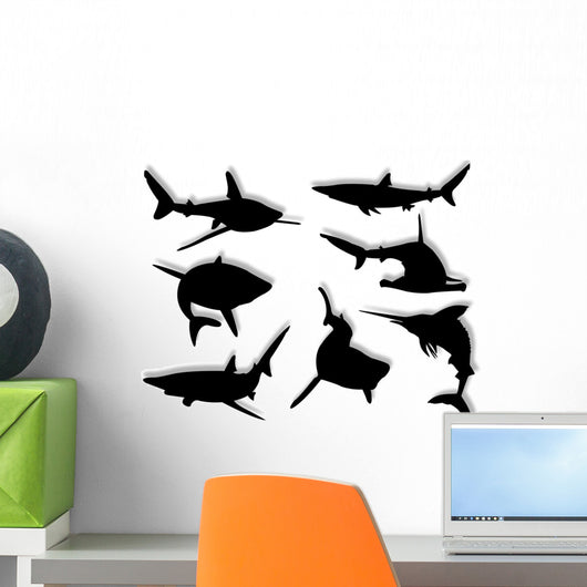 Squali Silhouette Wall Decal Sticker Set Wall Decal