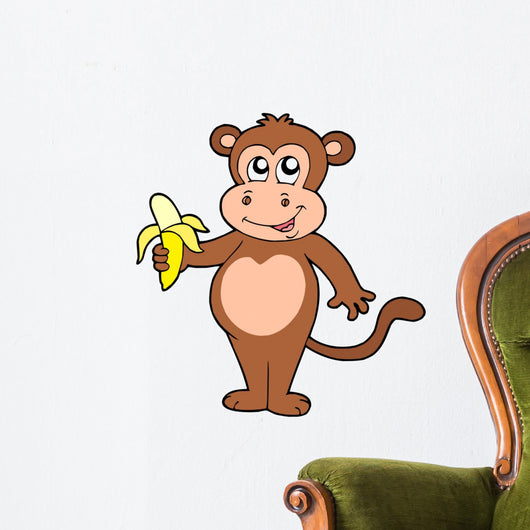 Cute Monkey with Banana Wall Decal
