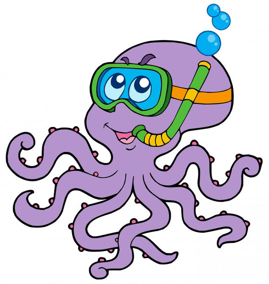 Octopus Snorkel Diver Wall Decal