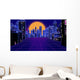 Retro Futuristic Skyscraper City Wall Decal Design 4