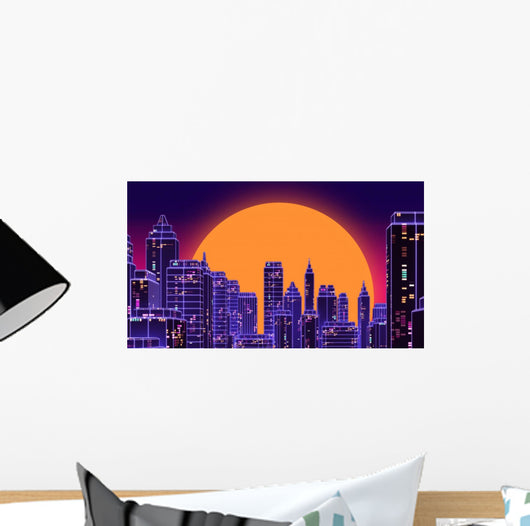 Retro Futuristic Skyscraper City Wall Decal Design 3