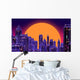 Retro Futuristic Skyscraper City Wall Decal Design 3