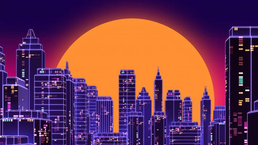 Retro Futuristic Skyscraper City Wall Decal Design 3