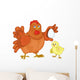 Hen and Chicken Illustration Wall Decal