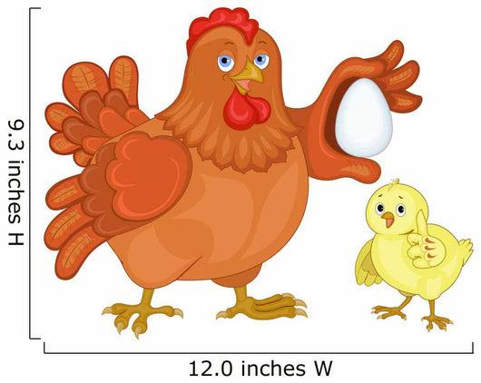Hen and Chicken Illustration Wall Decal