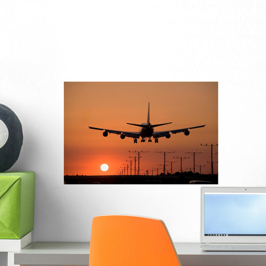 Sunset Jet Landing Wall Decal Design 1