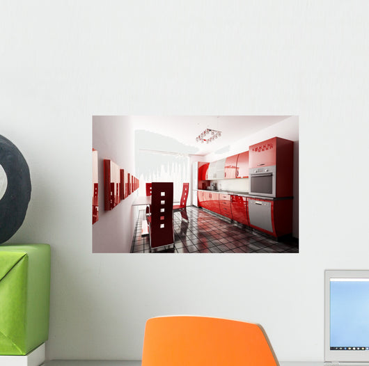 Modern Kitchen 3D Render Wall Decal