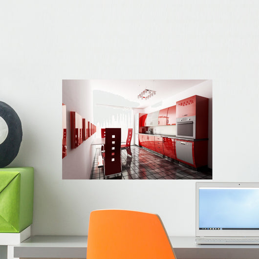 Modern Kitchen 3D Render Wall Decal