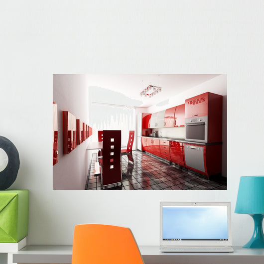 Modern Kitchen 3D Render Wall Decal