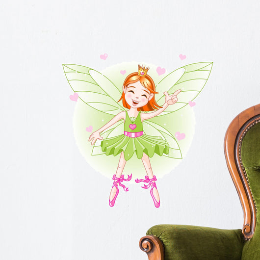 Cute Green Fairy Ballerina Wall Decal