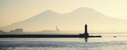 Lighthouse with Mount Vesuvius Wall Decal