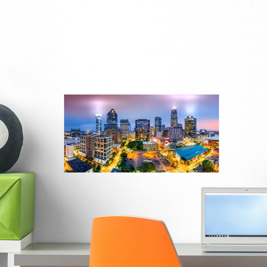 Aerial Charlotte NC Evening Skyline Wall Decal