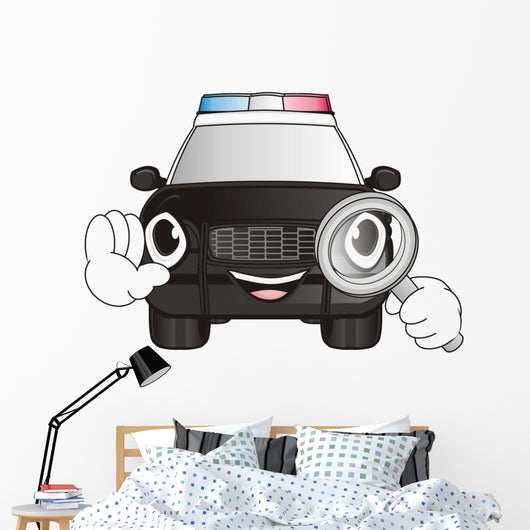 Police Car Cartoon Wall Decal