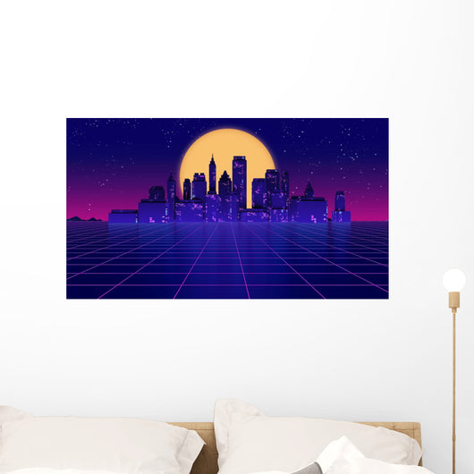Retro Futuristic Skyscraper City Wall Decal Design 1