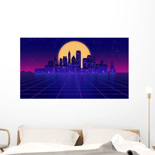 Retro Futuristic Skyscraper City Wall Decal Design 1
