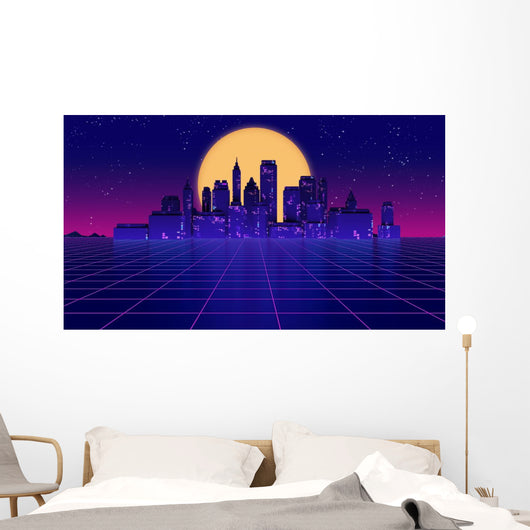 Retro Futuristic Skyscraper City Wall Decal Design 1