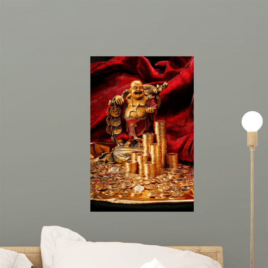 Laughing Buddha with Golden Wall Decal