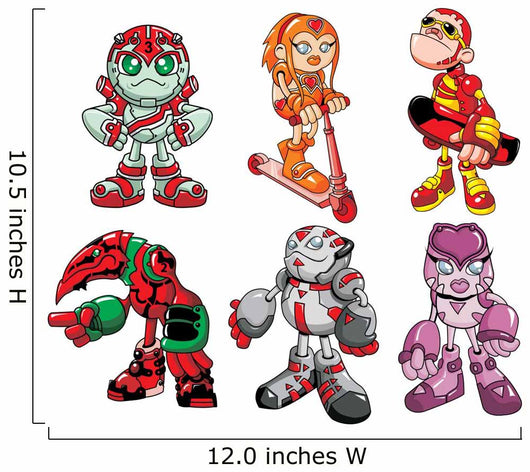 Six Robot Kids Wall Decal Sticker Set