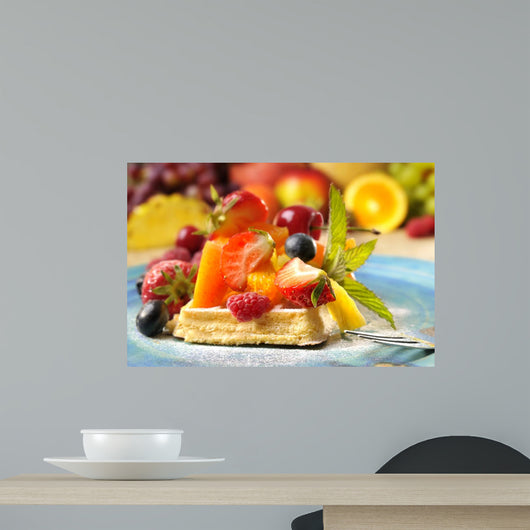 Fruit salad on waffle Wall Mural