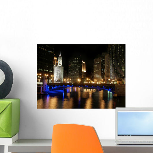 Chicago River Night Wall Decal