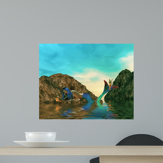 Mermaid with Fairies Wall Decal