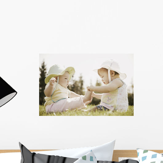 Two Girls Sit Together Wall Mural