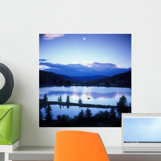 Mountain Sunset Moon Wall Mural