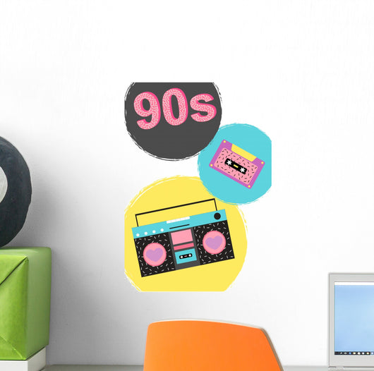 90s Poster with Boombox Wall Decal
