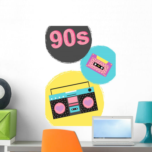 90s Poster with Boombox Wall Decal