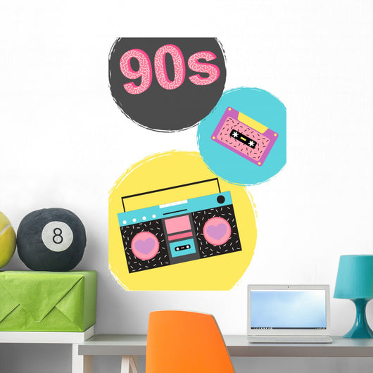 90s Poster with Boombox Wall Decal