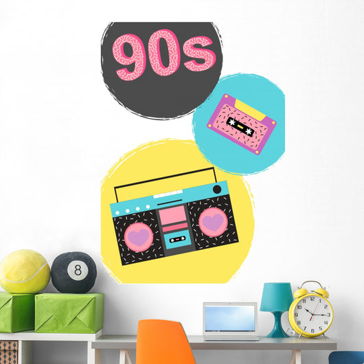 90s Poster with Boombox Wall Decal