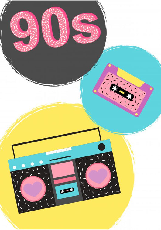 90s Poster with Boombox Wall Decal