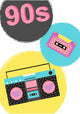 90s Poster with Boombox Wall Decal