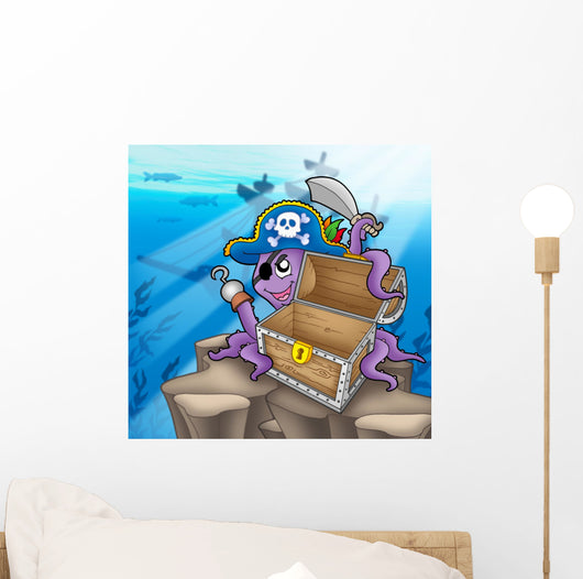 Pirate Octopus with Chest Wall Decal Design 1