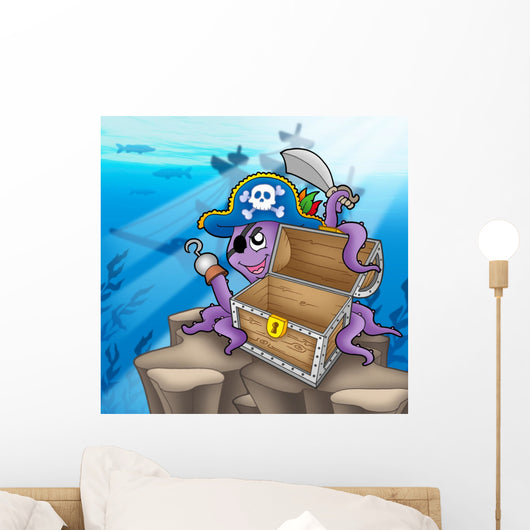Pirate Octopus with Chest Wall Decal Design 1