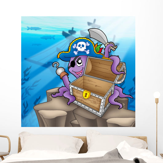 Pirate Octopus with Chest Wall Decal Design 1
