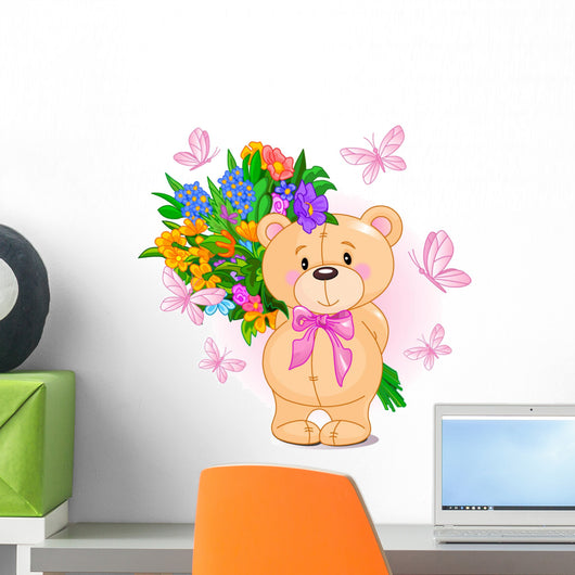 Pink Teddy Bear Wall Decal