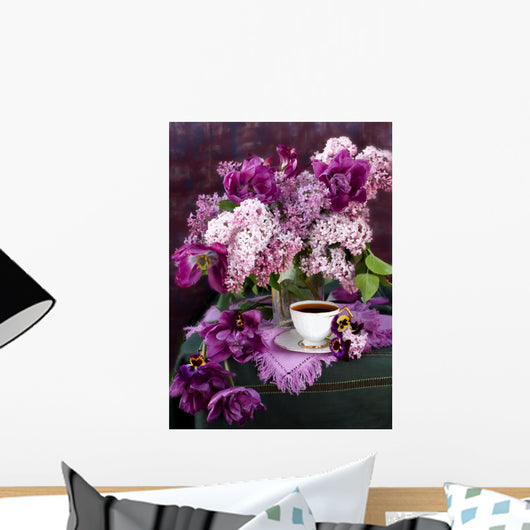 Cup Coffee and Bouquet Wall Decal