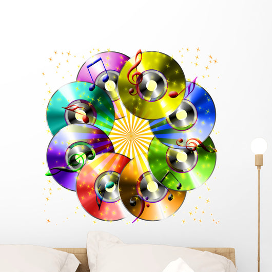 Cd Musica-compact Disc Music-disque Wall Decal