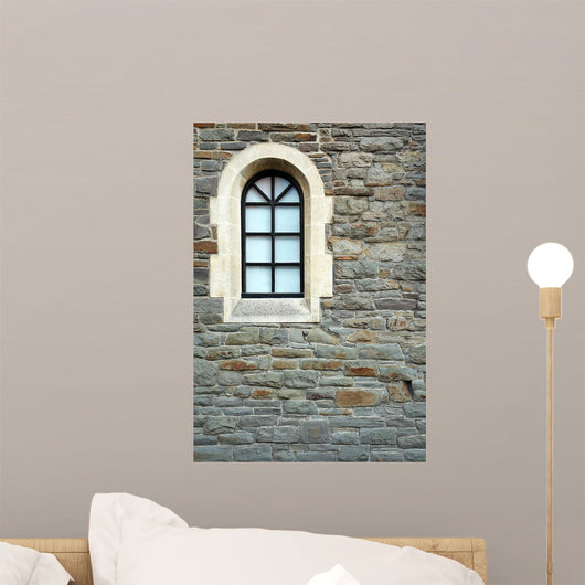 Arch Window in Stone Wall Wall Mural
