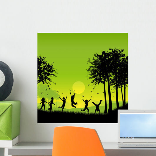 Children Playing outside Wall Decal