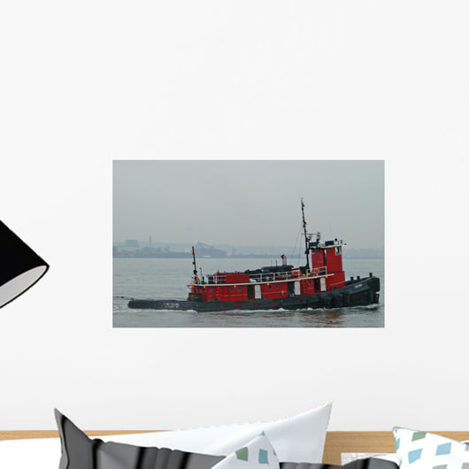 Red Tugboat Wall Decal