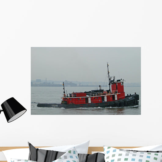 Red Tugboat Wall Decal