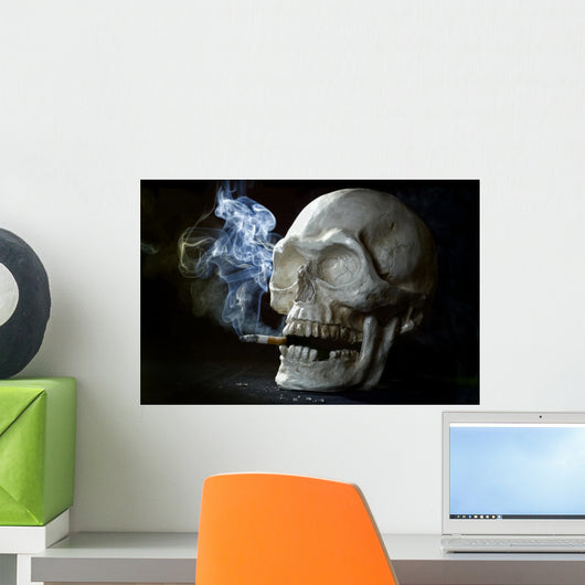 Smoking Skull Wall Decal Design 2