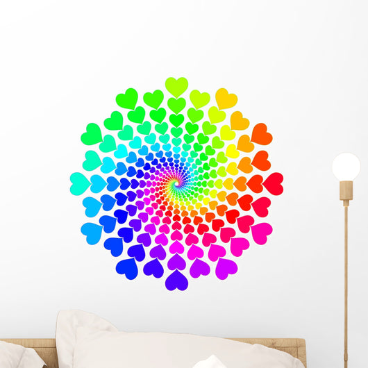 Spiral Hearts Rainbow Wall Decal