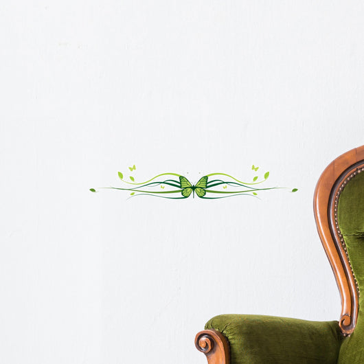 Elegant Butterfly Floral Border Wall Decal